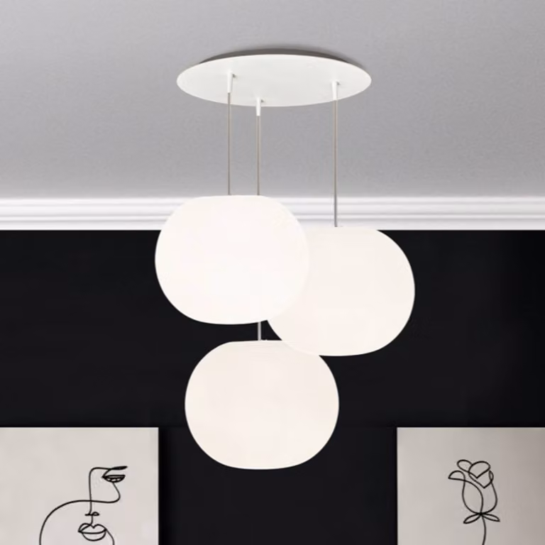 Casablanca Lampada a sospensione Acai, dimmerabile, Bianco / Opale, Soggiorno / Sala da pranzo, Vetro, Lampada a sospensione