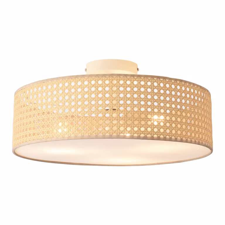 Plafoniera 'Ascot' a 3 luci in rattan