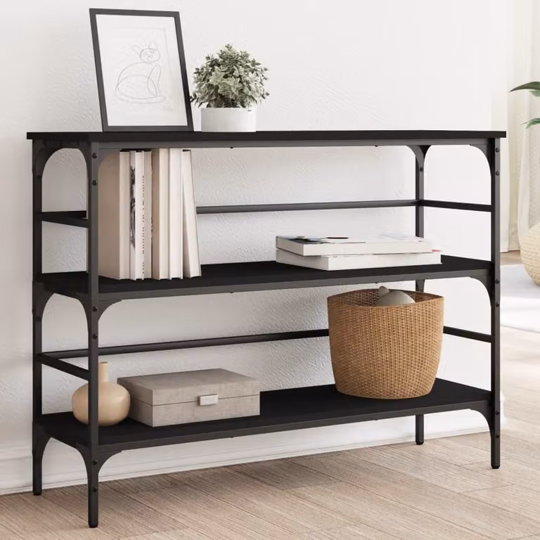 vidaXL Tavolino Consolle Nero in Legno e Metallo, L 100 x P 32 x H 75 cm