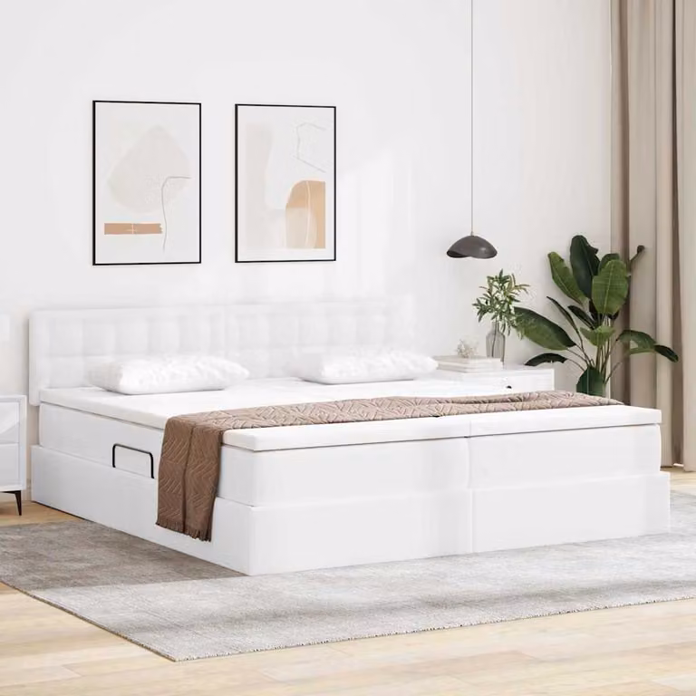 Letto con contenitore e illuminazione LED vidaXL Bianco, L/P/H: 200 x 200 x 88 cm
