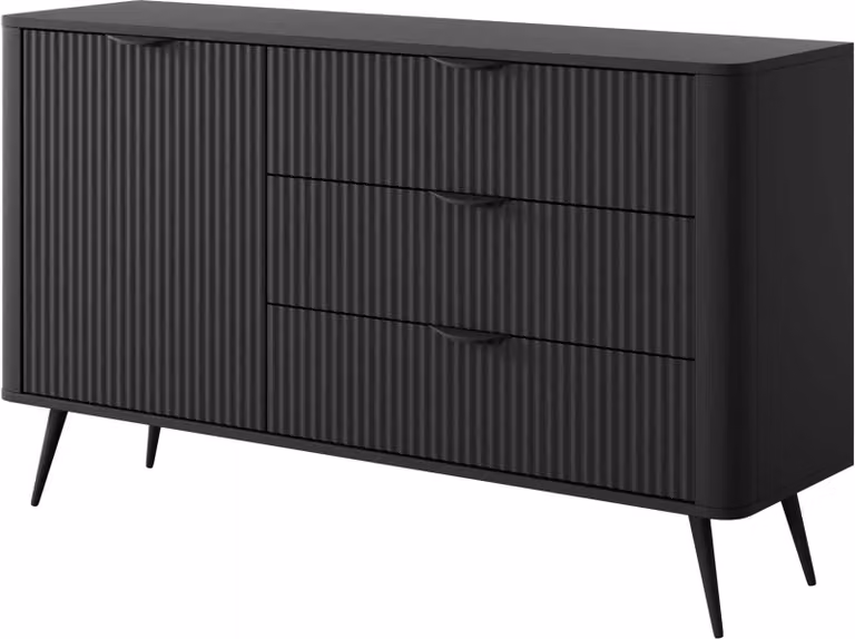 FURNLUX Credenza Lante Nero 138cm / Colore principale: Nero / Dimensioni: 138 x 81 x 38 cm