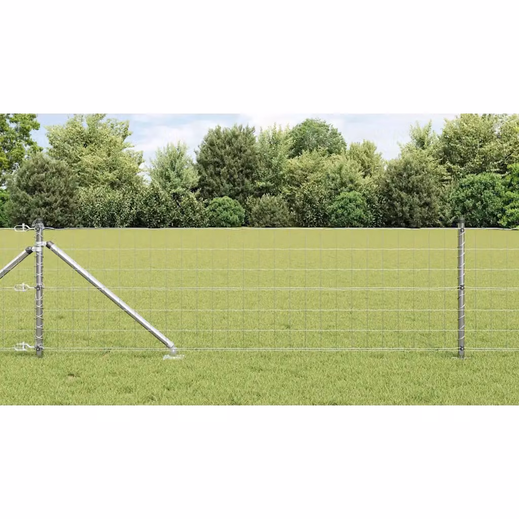 Recinzione Euro da esterno con punte vidaXL in acciaio zincato argento, L: 10 m, H: 0,75 m, P: 0,4 m