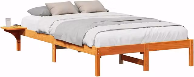 Letto matrimoniale moderno in pino massello marrone cerato L: 140 cm, P: 190 cm – 1