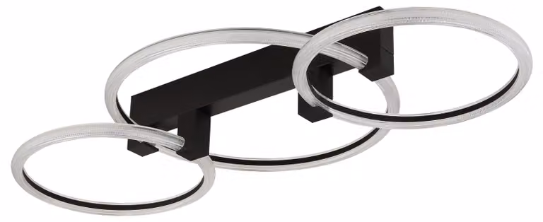 Lampada a soffitto a LED, nera opaca, a 3 luci, con anelli, lunghezza 76,1 cm