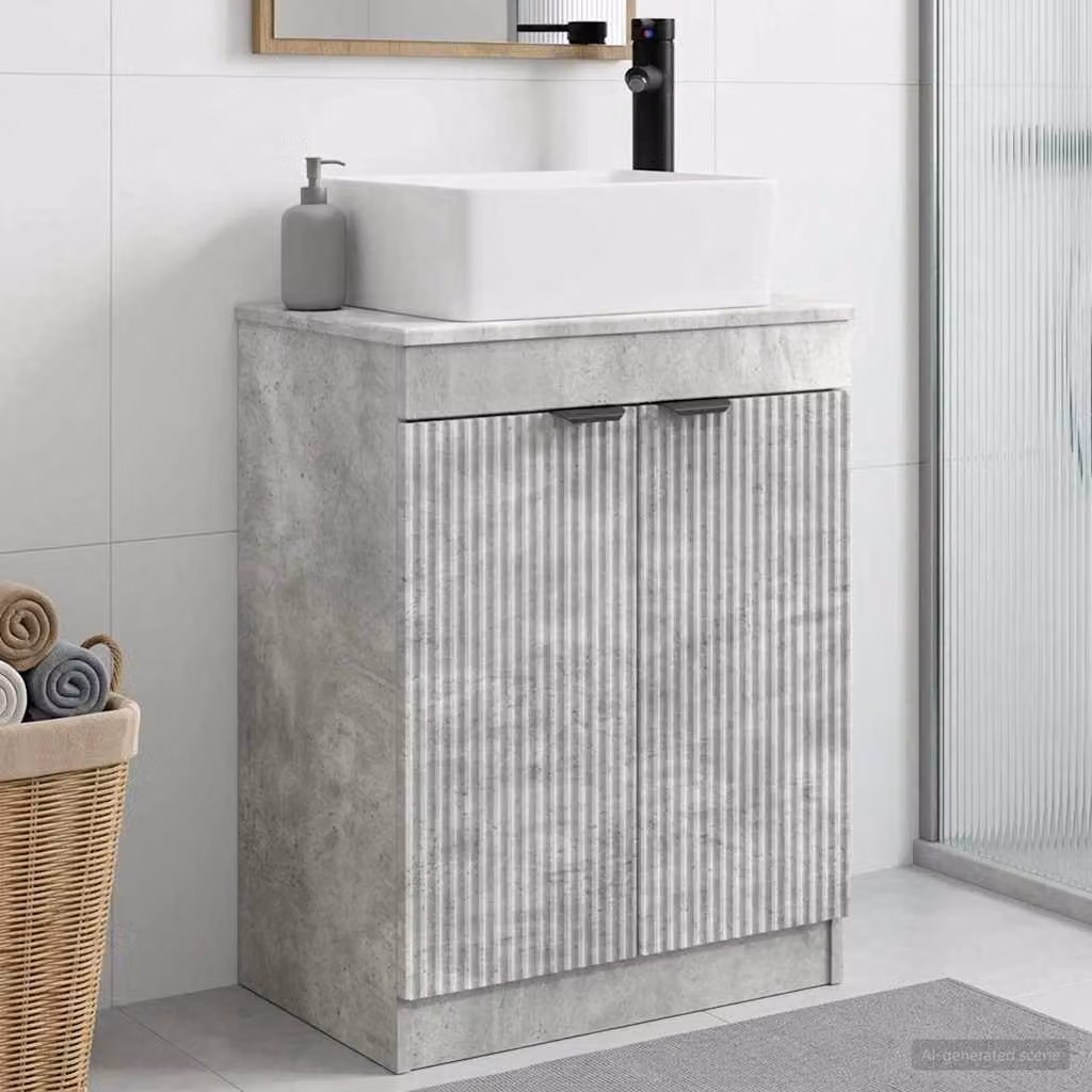 Mobile da bagno con lavabo vidaXL moderno in MDF Grigio e Nero L/P/H: 54 x 35 x 83 cm