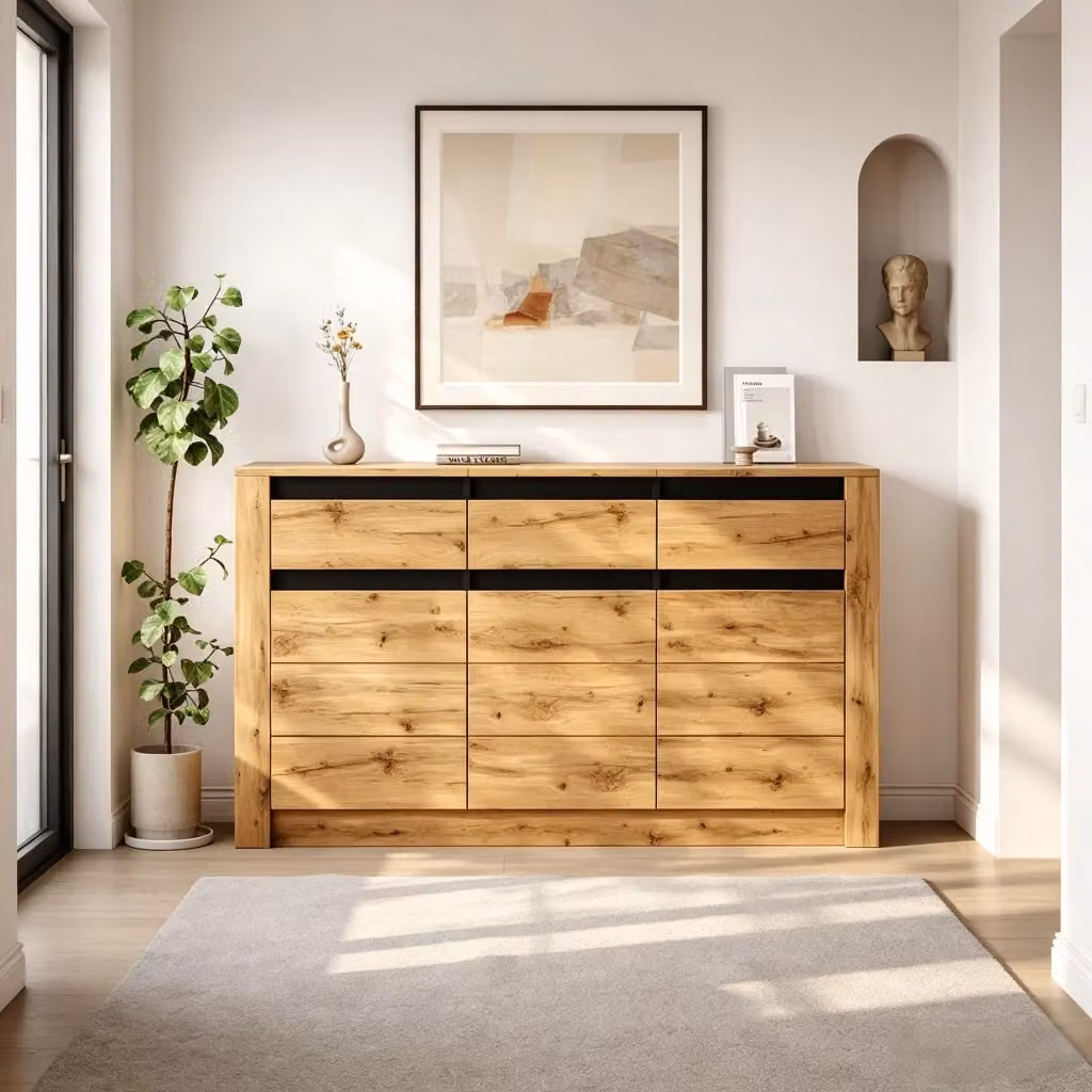 Credenza Moderna in Legno e MDF Marrone per Soggiorno e Sala da Pranzo L: 140 cm – 2