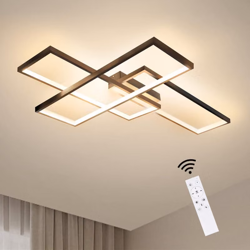 ZMH Plafoniera LED Plafoniera dimmerabile con telecomando Soggiorno nero 65W Illuminazione moderna a soffitto per sala da pranzo