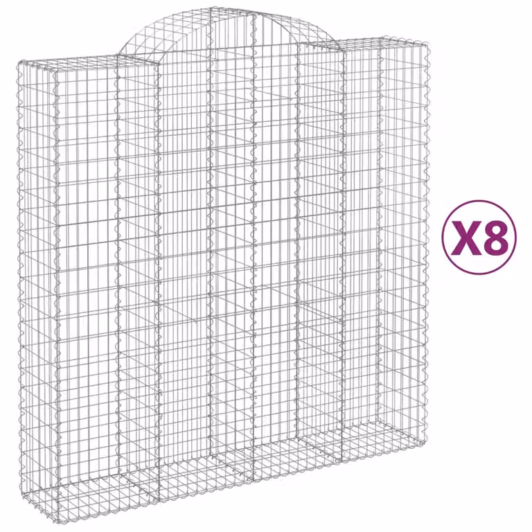 Cesti Gabbioni ad Arco 8 pz 200x50x200/220 cm Ferro Zincato