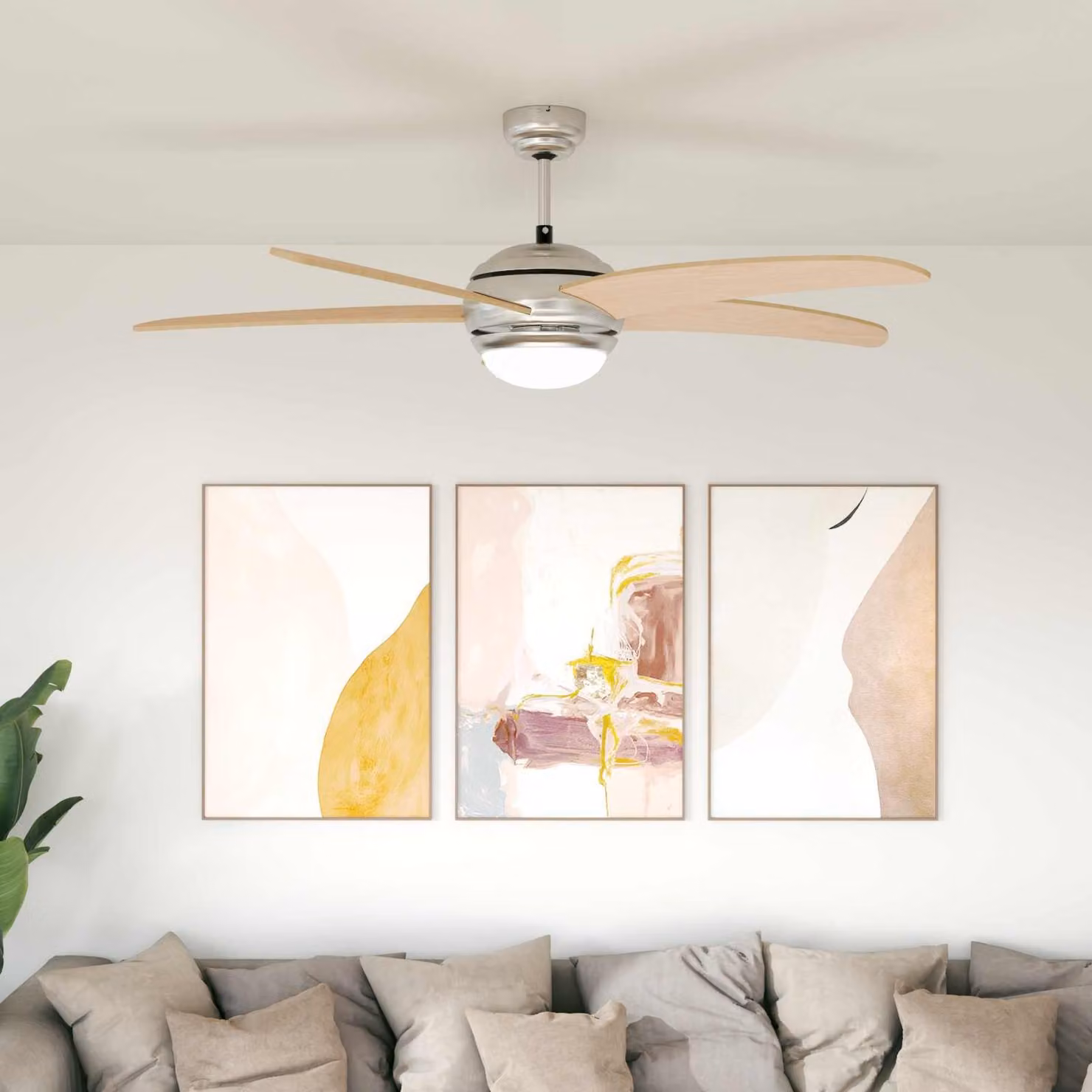 vidaXL Ventilatore da soffitto con luce e telecomando, Marrone e Multicolore, Ø 130 cm