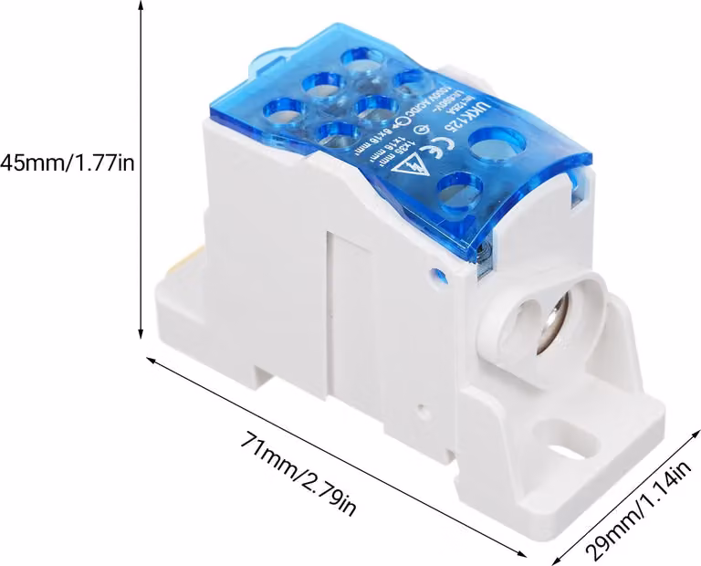 1 confezione da 6 blocchi morsetti a vite con copertura Scatola di derivazione Blocco guida DIN Armadio per cavi Connettore splitter UKK125A