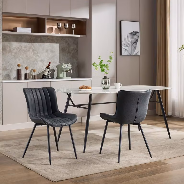 Sedie da pranzo - Set di 2 sedie - Sedie per la cucina - Sedie nere per il soggiorno - Design senza braccioli - Stile moderno