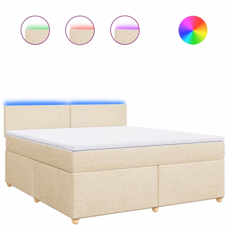 Giroletto a Molle con Materasso Crema 180x200 cm in Tessuto