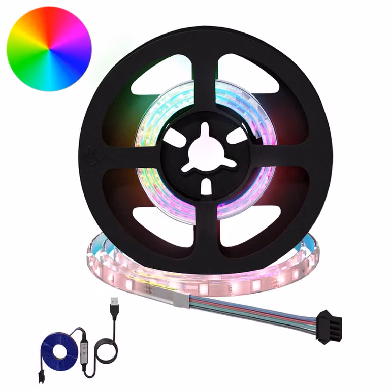 Set di 2 strisce LED RGB vidaXL con connessione USB, multicolore, nero e trasparente