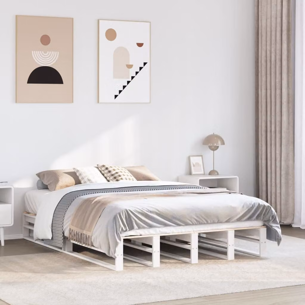 Letto senza Materasso vidaXL in Legno Massello di Pino Bianco 160x200 cm – 1