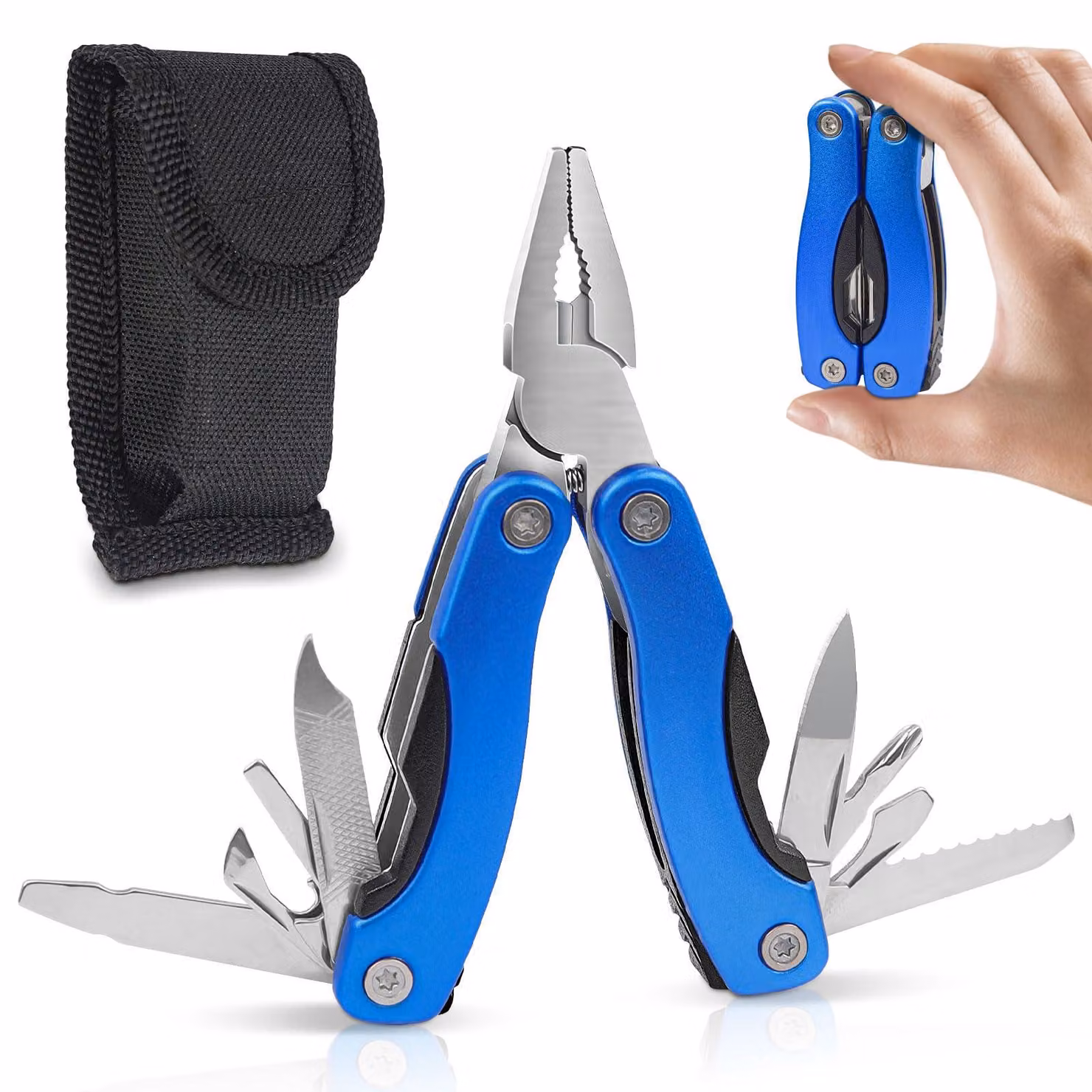 Pinza multifunzione in acciaio inossidabile, 11 funzioni, utensile multifunzione da tasca