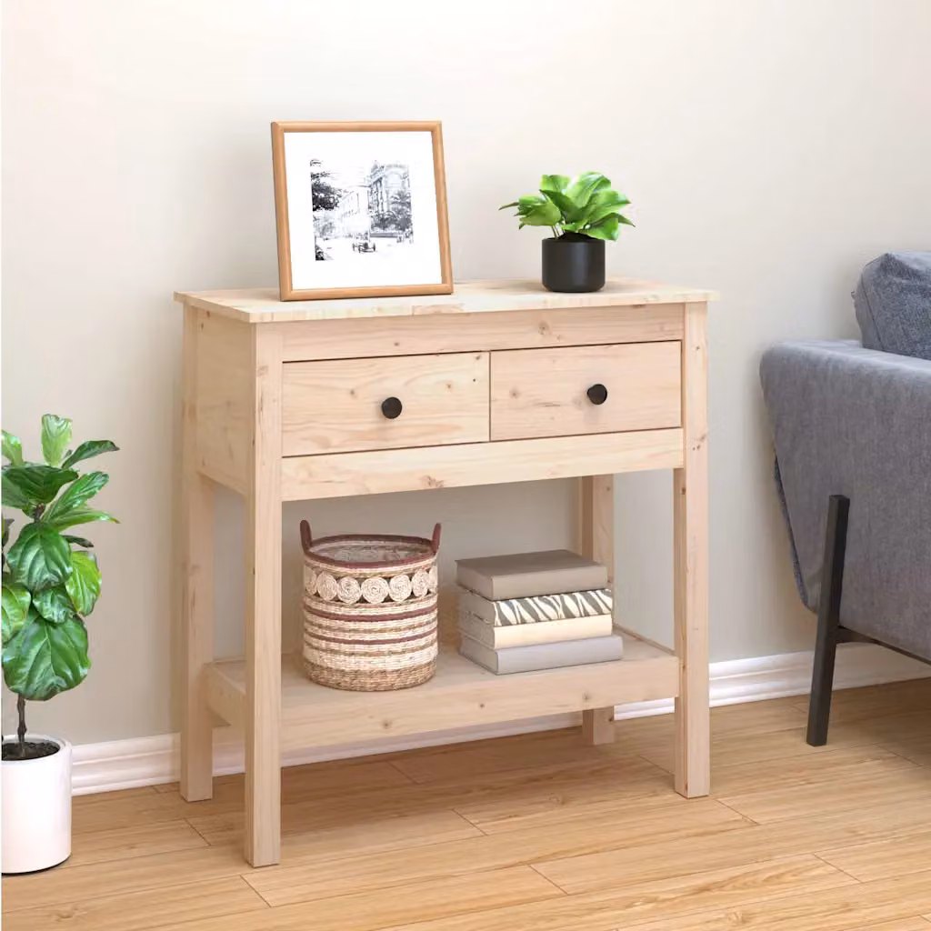 vidaXL Tavolo Consolle Classico in Legno di Pino Naturale L: 75 cm, P: 35 cm, H: 75 cm