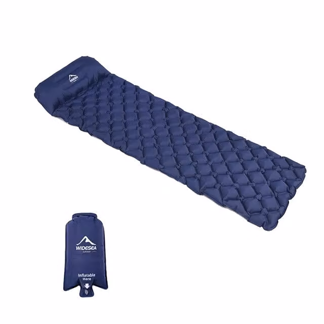 Materassino da campeggio, design gonfiabile, ultraleggero e portatile, blu navy con borsa