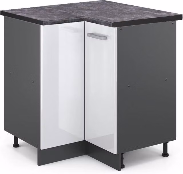Mobile ad angolo cucina R-Line Bianco lucido/Antracite 75.6 cm, PL Antracite Vicco