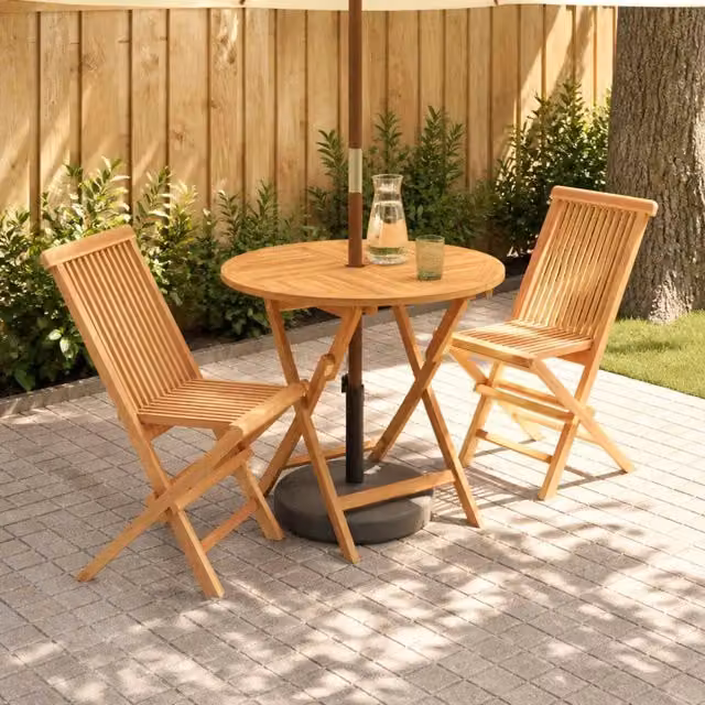 Set Bistro da Giardino Pieghevole 3 Pezzi vidaXL in Legno di Teak Marrone