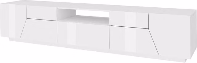 Mobile TV 4 Ante 1 Cassetto 220,1x43x46 cm Alien Bianco Lucido