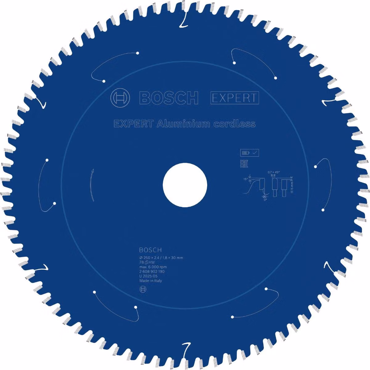 Lama circolare Bosch EXPERT per alluminio, 250x30 mm, Z78