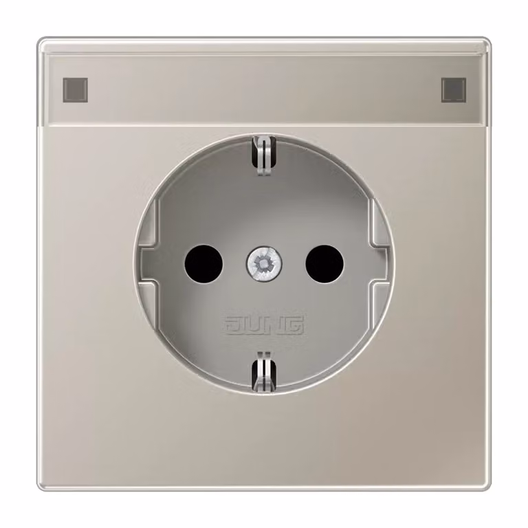 Presa Jung SCHUKO, 16 A 250 V ~, con campo di etichettatura, protezione tattile avanzata integrata, serie LS, acciaio inox ES1520KINA
