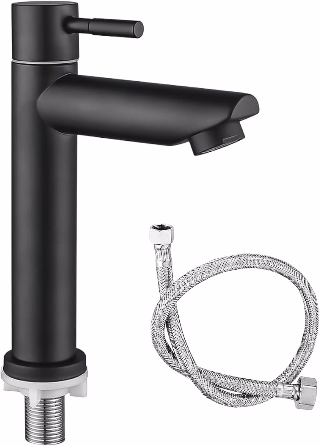 Miscelatore monocomando nero, in acciaio inossidabile, con tubo di collegamento, per bagno