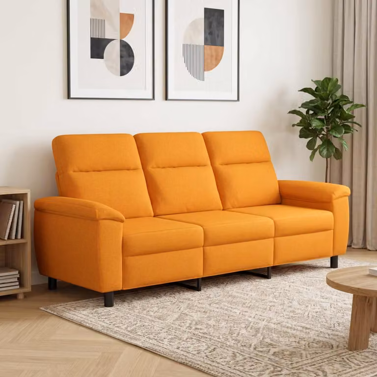 vidaXL Divano Moderno in Tessuto Giallo e Arancione con Struttura in Metallo L: 214 cm, P: 90 cm, H: 95 cm