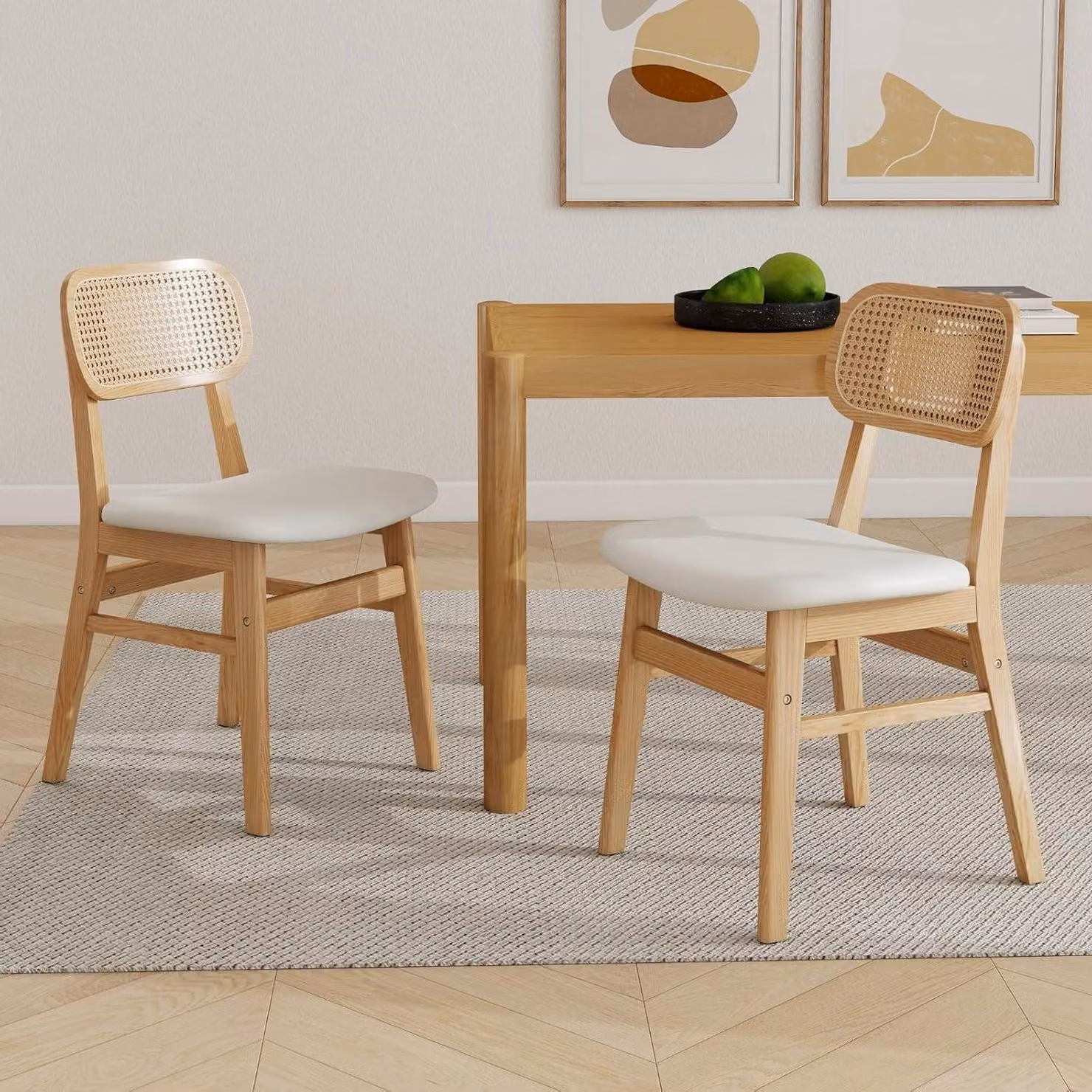 Sedie da pranzo - Sedie da cucina - Sedie a conchiglia - Sedie - Set da 2 - Schienale in rattan intrecciato