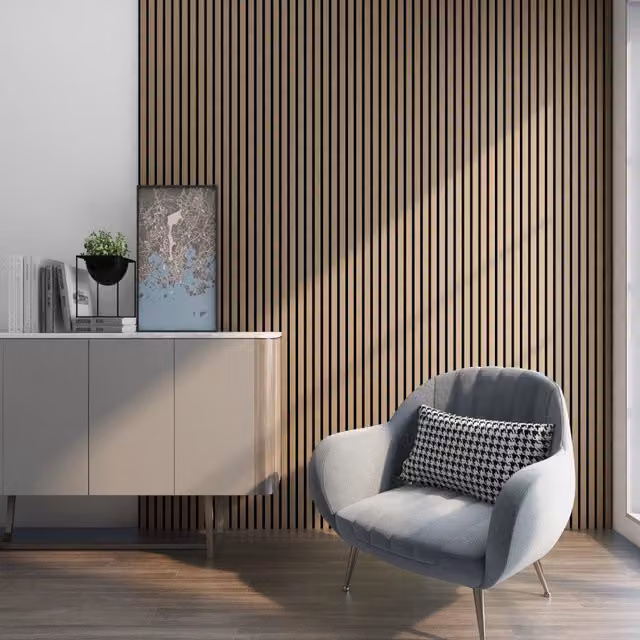 Set di 12 Pannelli Fonoassorbenti Decorativi NEU.HOLZ in MDF Effetto Legno Colore Marrone L: 120 cm, H: 60 cm, P: 2,1 cm – 1