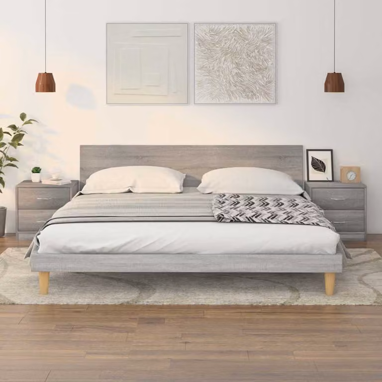 Set di 2 comodini vidaXL in legno e MDF, colore grigio, L 40 x P 30 x H 40 cm