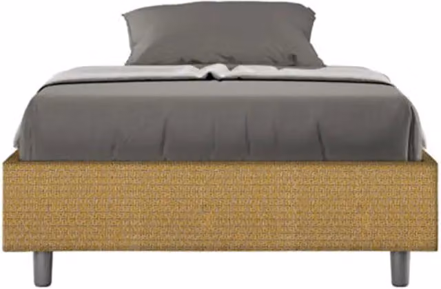 Letto una piazza e mezza contenitore imbottito 120x200 tessuto Labirinto 6 giallo Azelia