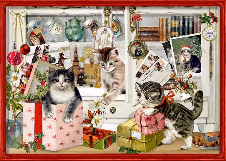 Calendario dell'Avvento da parete A4 - Gatto Natale