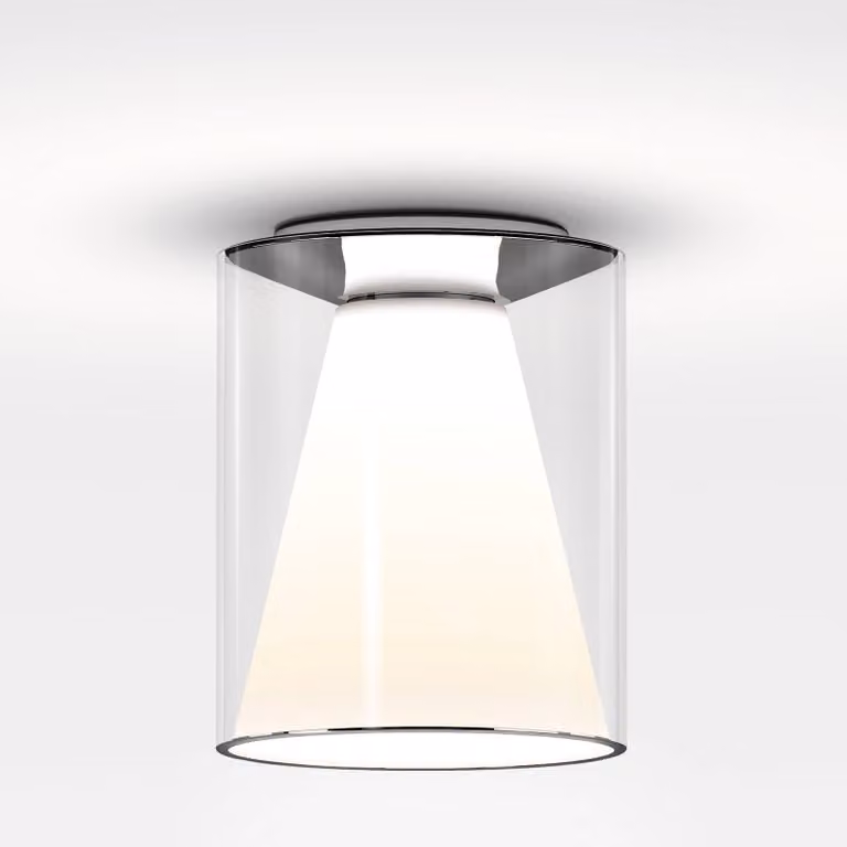 Serien Lighting Plafoniera a LED Drum M, dimmerabile, Chiaro / Trasparente, Soggiorno / Sala da pranzo, Vetro, Design, Plafoniera LED