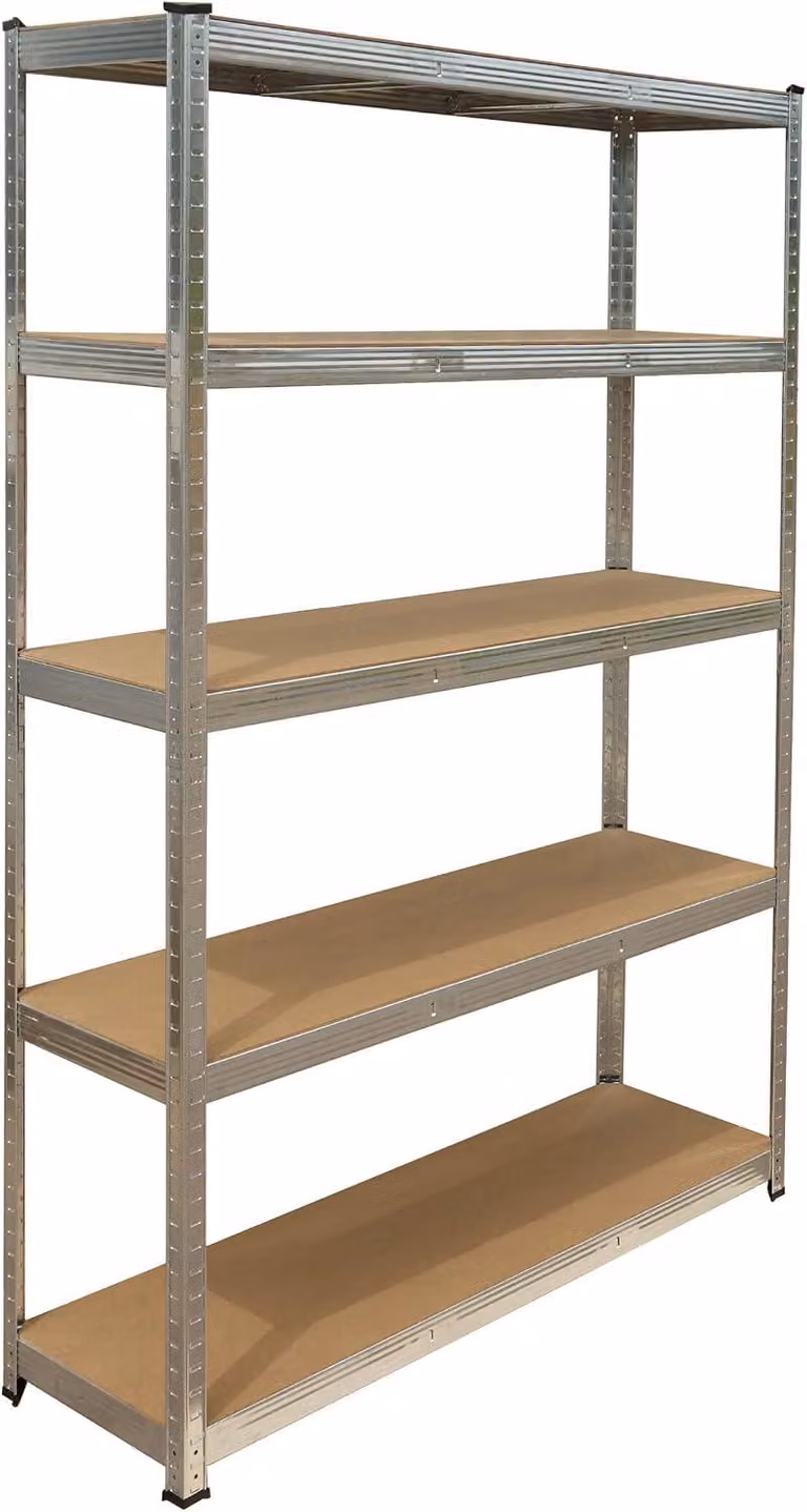 Scaffale robusto a 5 livelli - Capacità di carico: 875 kg - Acciaio - Scaffale per stoccaggio, ideale per cantina e garage - Colore: Argento - Dimensioni: 200x120x50 cm