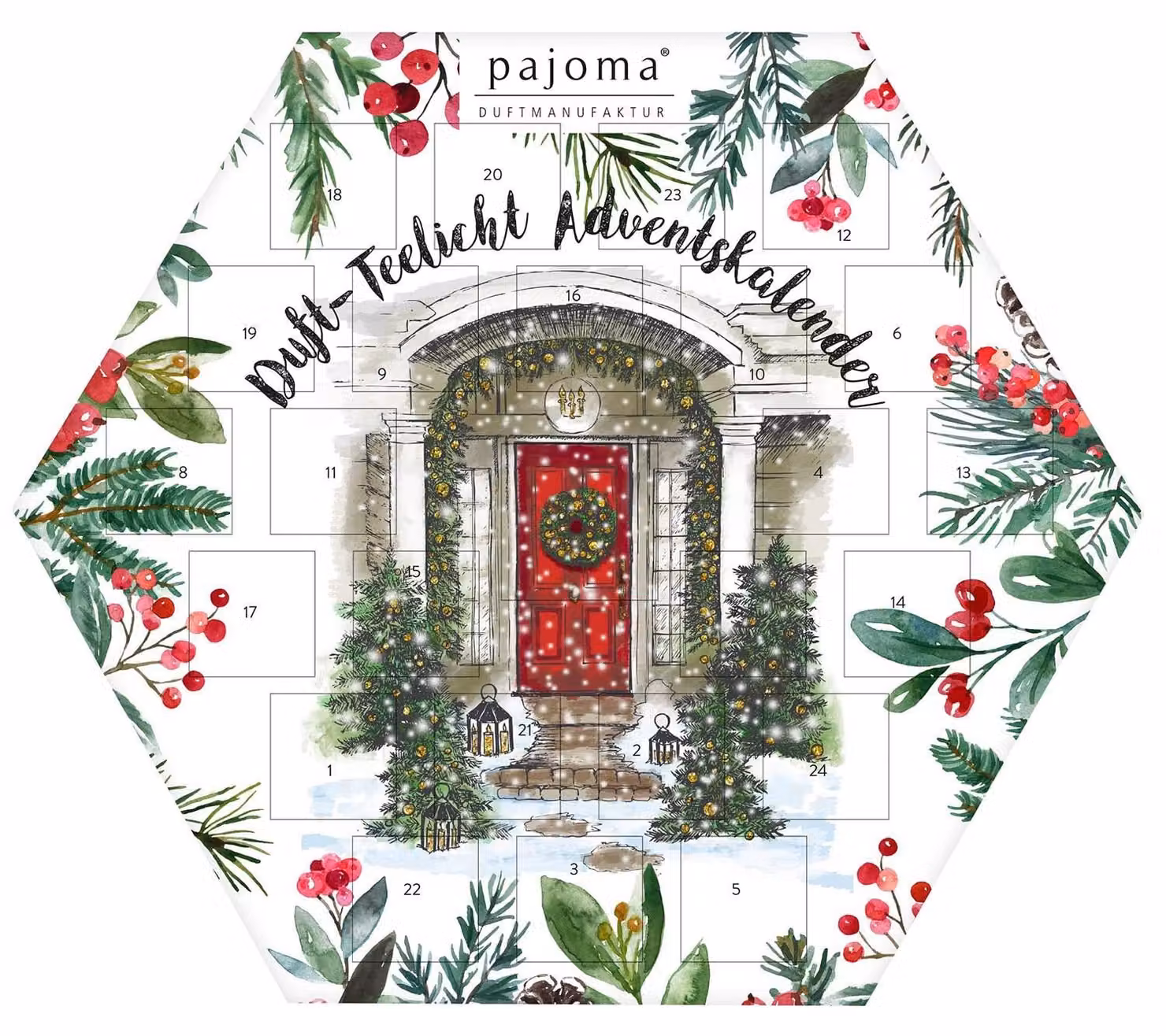 Elzusha - Calendario dell'Avvento con candeline profumate, esagonali, blu, confezione da 24 pezzi