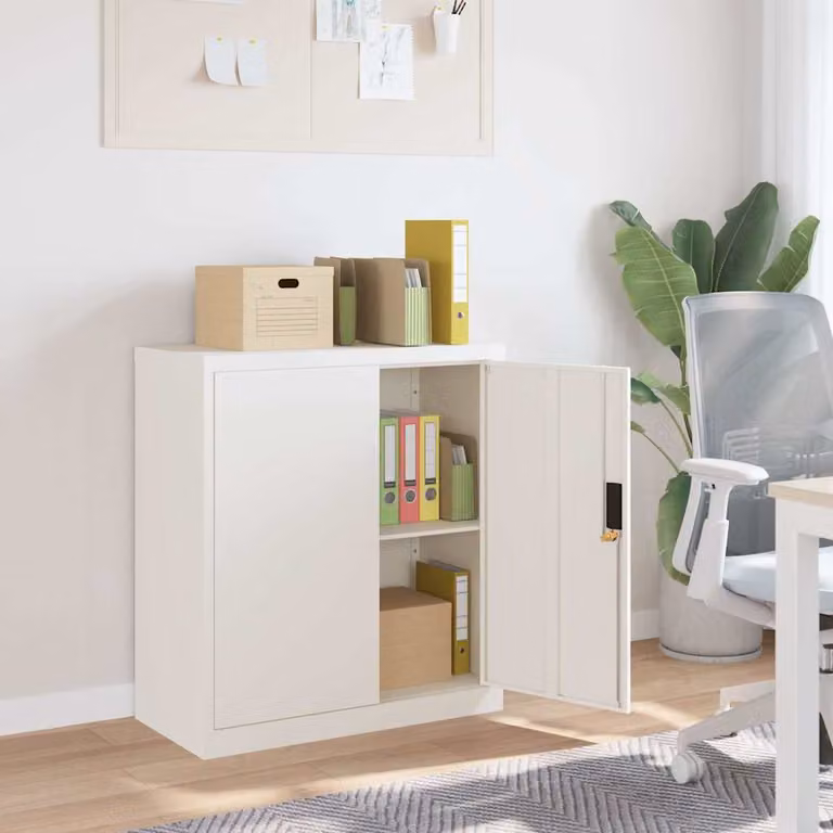 Armadio Classificatore vidaXL in Metallo Bianco con Ripiani Regolabili e Serratura L/P/H: 79 x 40 x 90 cm