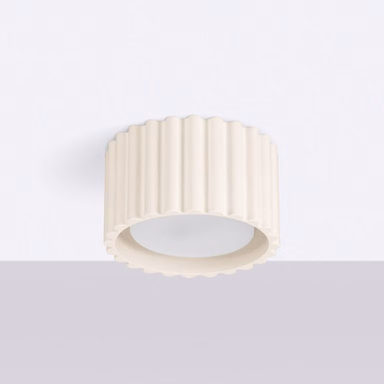 Plafoniera soffitto RIBLA SOLLUX LIGHTING, dimmerabile, Crema / Ambra, Soggiorno / Sala da pranzo, Alluminio, Plafoniera