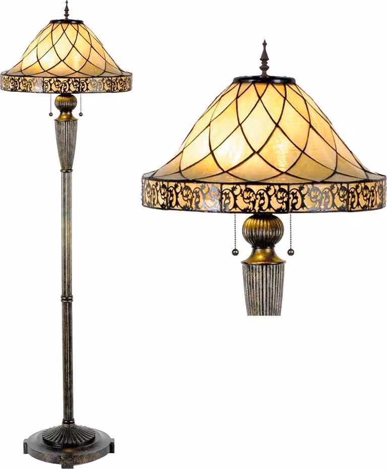 Lampada da terra Tiffany Clayre & Eef Ø 46x168 cm Vetro beige