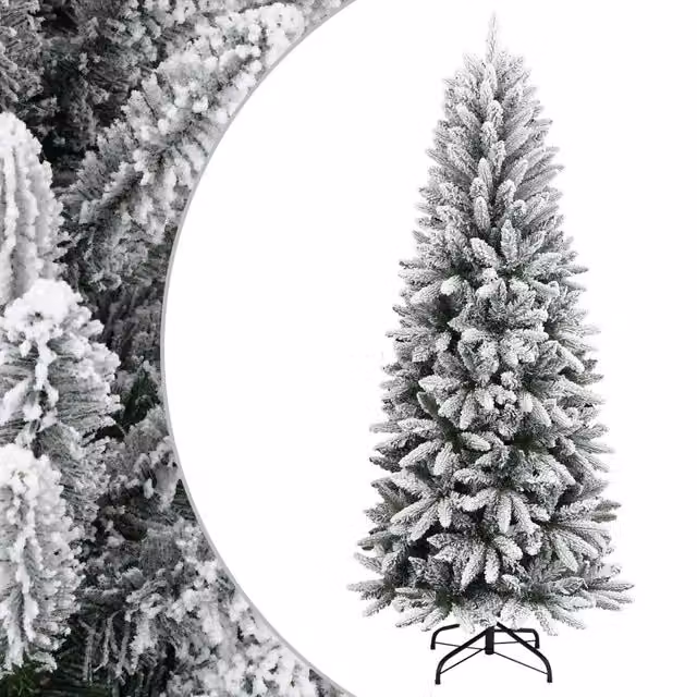 Albero di Natale artificiale con neve floccata vidaXL, colore bianco e verde, Altezza: 240 cm – 1