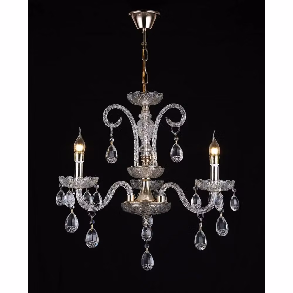 Lampadario a sospensione Trade Shop Traesio in stile classico barocco con 3 bracci, finitura oro/ottone e cristalli multicolore – 2