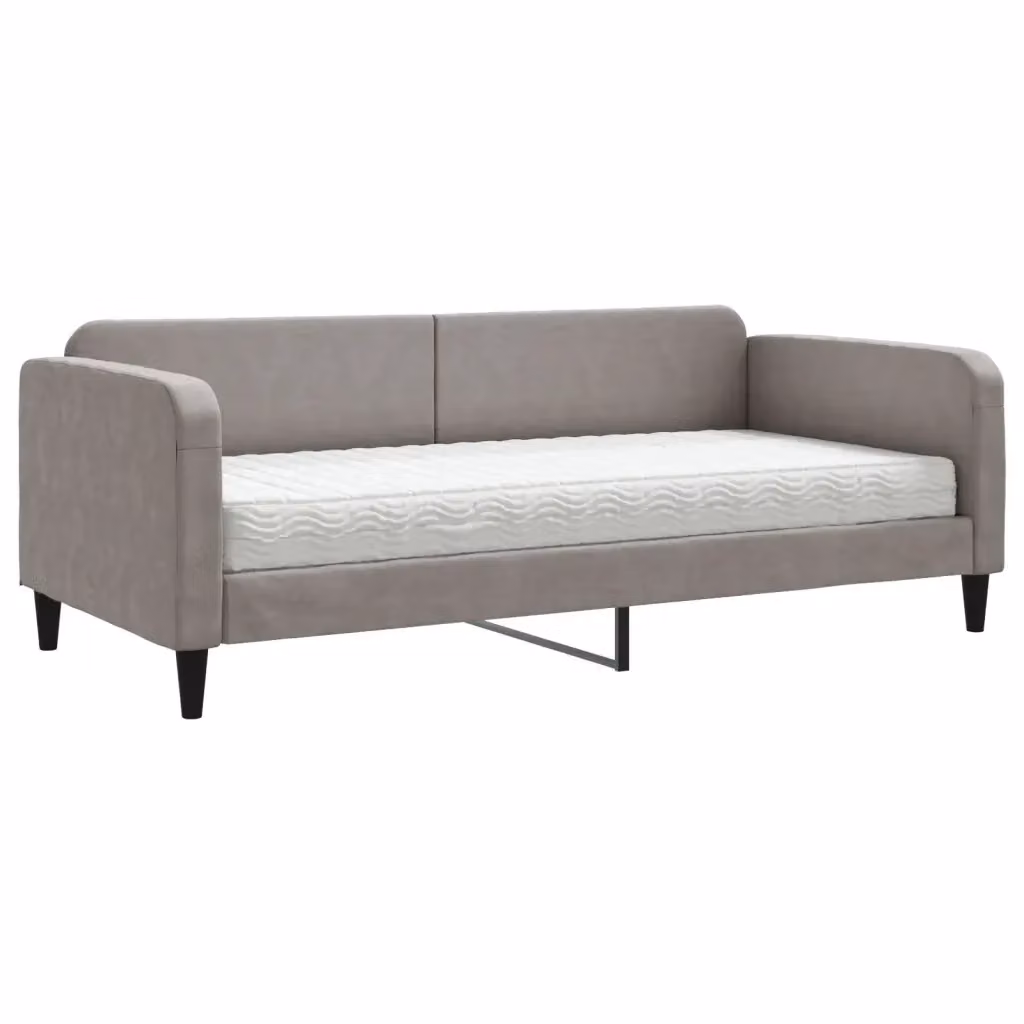 Divano Letto Moderno vidaXL in Tessuto con Materasso in Schiuma, Grigio e Beige, L/P/H: 223 x 90 x 75 cm – 2