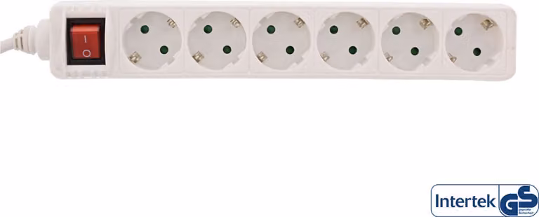 InLine® 16465S Striscia di prese, contatto di terra a 6 vie, con interruttore, 5 m, bianco