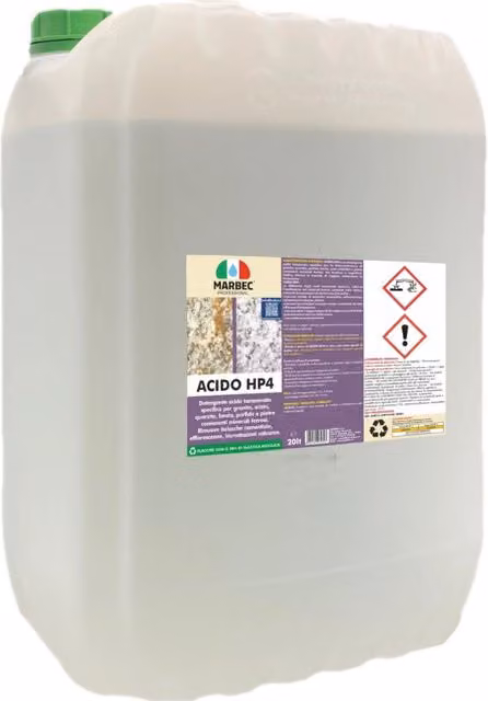 Detergente acido tamponato Marbec ACIDO HP4 per profido e granito, 20 l, trasparente