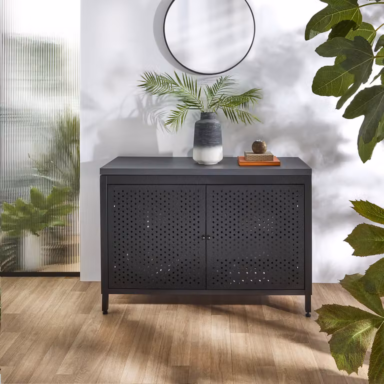 Mobile da Lavabo per Bagno in Metallo Nero da 1200mm con Lavabo d'Appoggio di Colore Nero Grigio - Beswick
