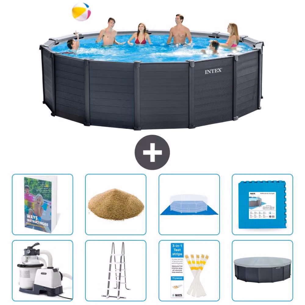 Pannello per piscina in grafite, modello Rund - 478x124 cm - composto da 7 elementi, codice S557
