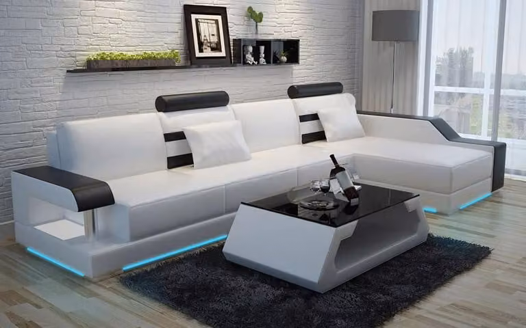 Ledersofa Maßfertigung Couch Wohnlandschaft Ecksofa Garnitur Design Sofa USB