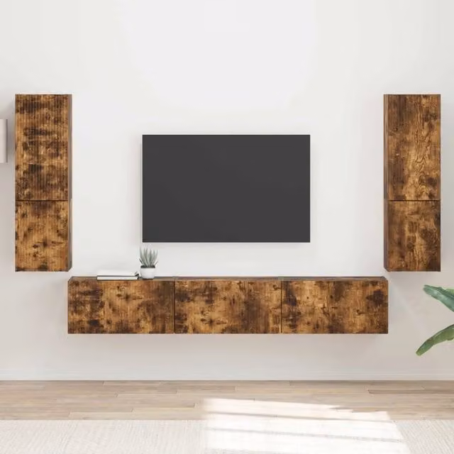 Set mobile TV 4 pz Rovere fumé Legno ingegnerizzato 3409047