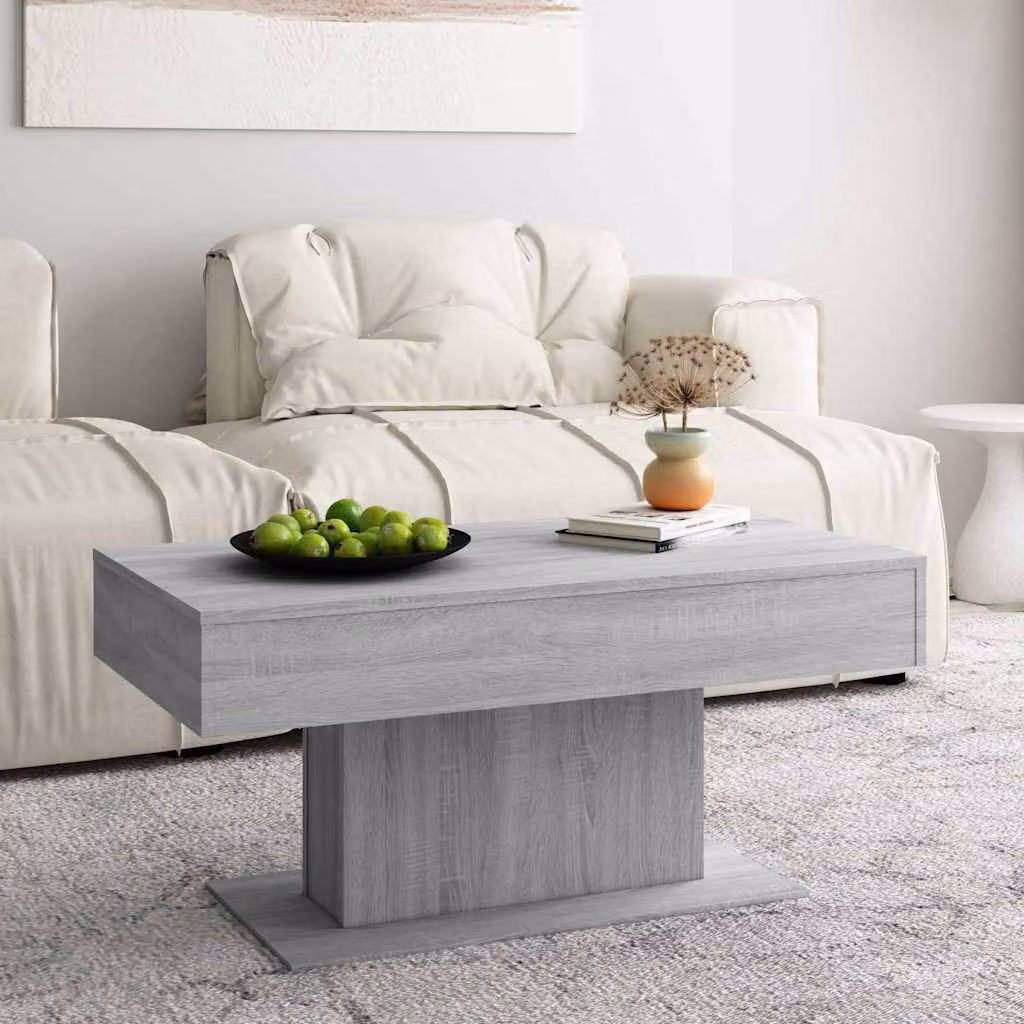vidaXL Tavolino da Salotto Moderno Grigio in Legno Multistrato L: 96 cm, P: 50 cm, H: 45 cm