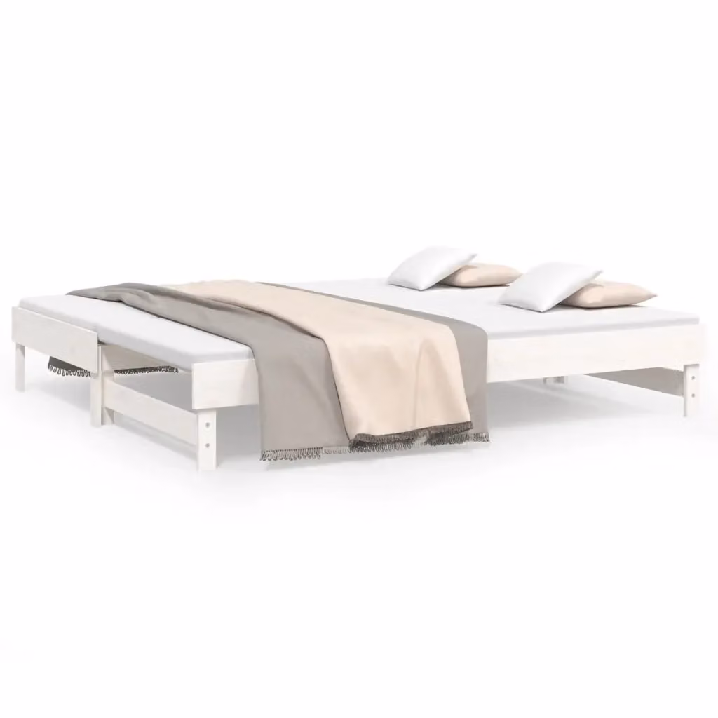 Dormeuse estraibile bianca vidaXL in legno massello di pino per camera da letto o soggiorno, L/P: 200 x 100 cm – 2